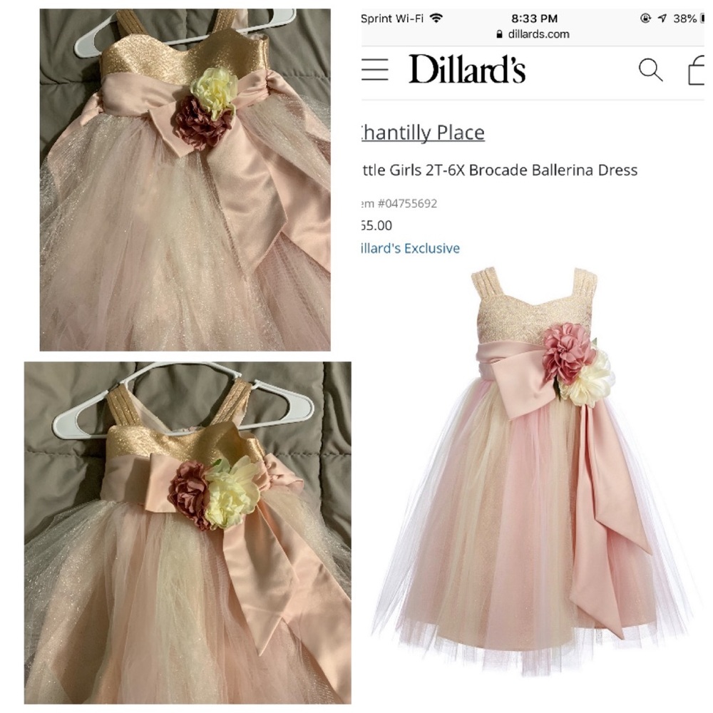 Girls formal or flower girl dress, size 3T and 5T